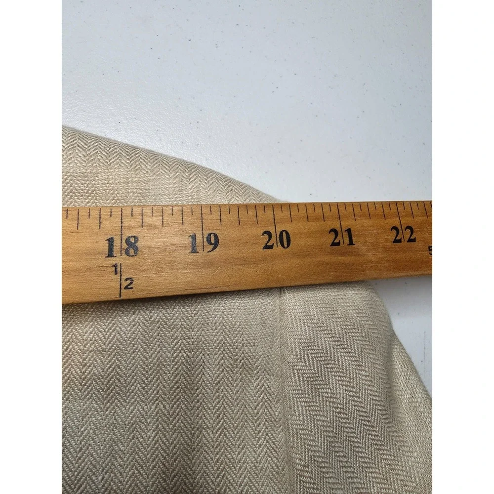 Alan Flusser Blazer Mens 44R Beige Herringbone Sports Coat‎ Jacket 2 Buttons *